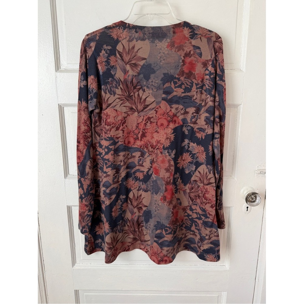 Soft Surroundings Watercolor Floral Scoop Neck Long Sleeve Tunic Top USA Made S - Picture 8 of 11